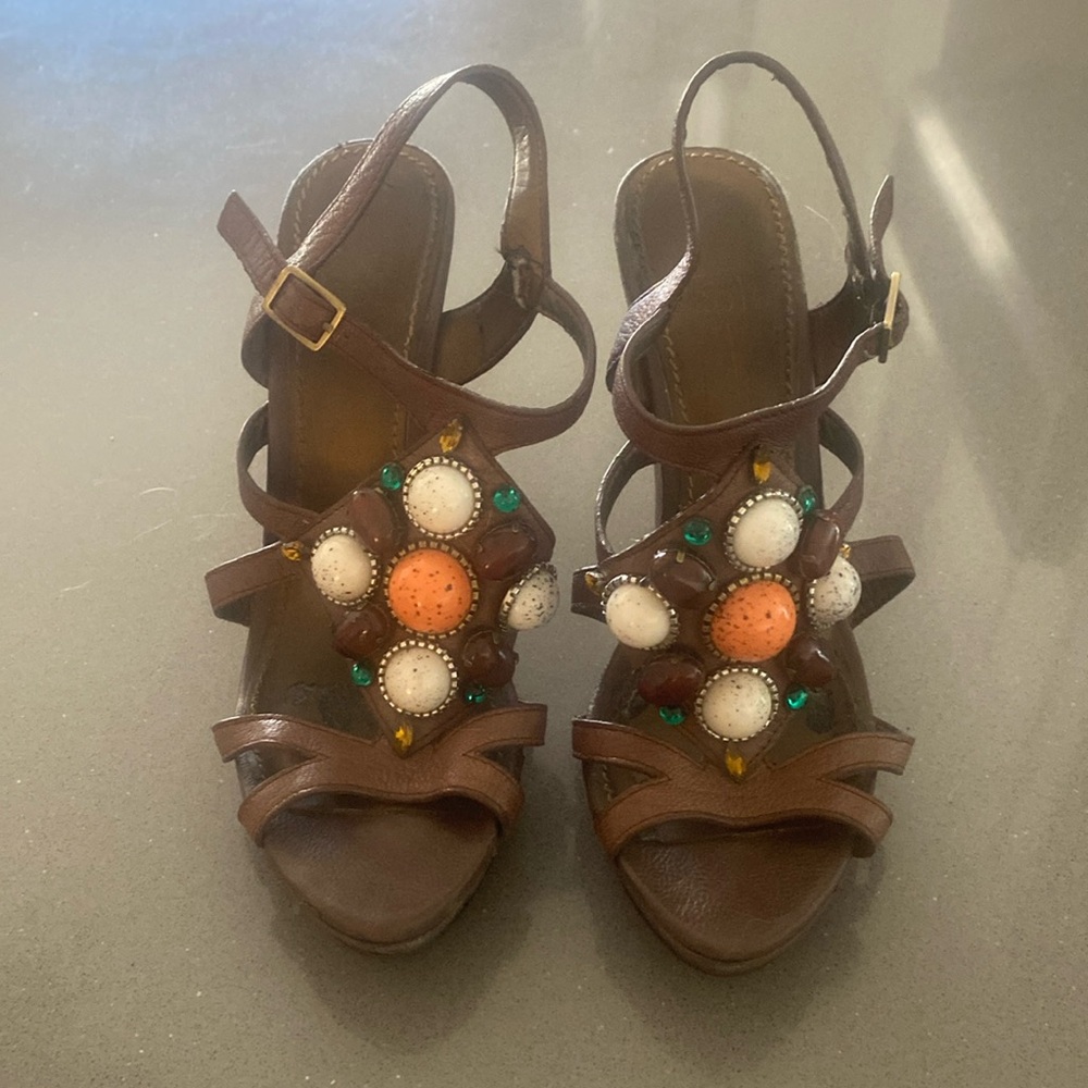 Paolo Jeweled Wedge Sandals